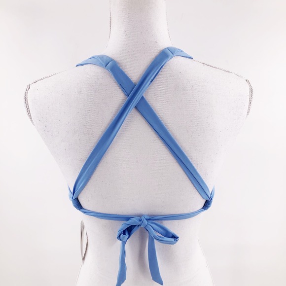 BECCA Light Blue Bikini Top Tie Back Sz M NWT $65 - Picture 5 of 8
